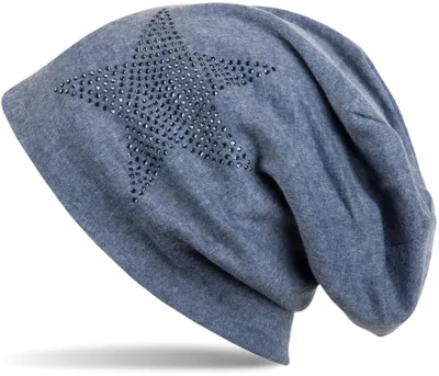 Produktbild von styleBREAKER klassische Uni Beanie Mütze mit Stern Strass Applikation, warm 04024023