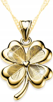 Image de Collier en or avec trèfle à quatre feuilles et trèfle à cœur, argent 925