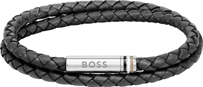 Produktbild von BOSS Ares Lederseilarmband, Schwarz One Size