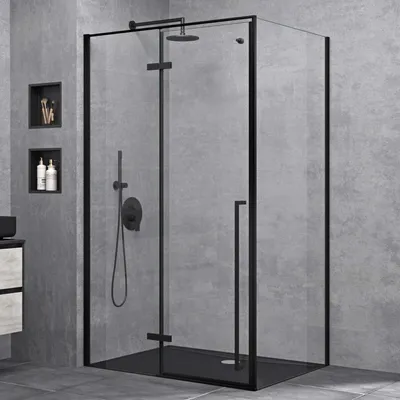 Produktbild von doporro Duschkabine Duschabtrennung 80x100x195cm Eckdusche schwarz mit Duschwanne ESG-Sicherheitsglas Klarglas inkl. Easy-Clean-Beschichtung Ravenna64