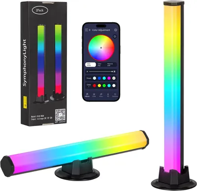 Productafbeelding van LED-lichtbalk RGB - Set van 2 - Gaming-sfeerlamp - Muzieksynchronisatie - App-bediening