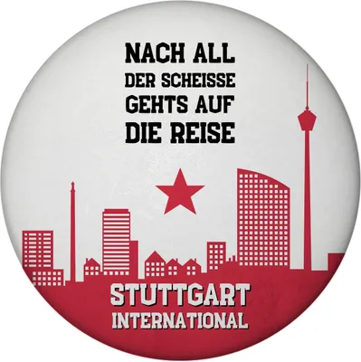 Produktbild von Stuttgart Europapokal Magnet mit Flaschenöffner rund mit Spruch Stuttgart