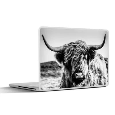 Produktbild von MuchoWow® Laptop Aufkleber Sticker Cover Kuh - Schottischer Hochländer - Schwarz - Weiß - Tier - Natur - Wildtiere 30x22 cm - Laptop-Sticker