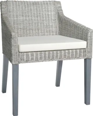 Image de Chaise à manger avec coussin Gris Rotin naturel