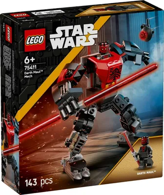 Productafbeelding van LEGO Star Wars 75411 Darth Maul Mech - Bouwset met speelfiguur en displaymodel, met dubbelzijdig rood lichtzwaard en minifiguur - Cadeau voor jongens vanaf 6 jaar en fans van The Clone Wars