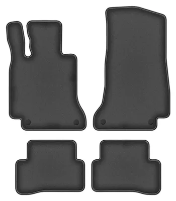 Immagine prodotto di Tappetini in moquette per Mercedes Classe C W205 con poggiapiede dal 2015 (station wagon/berlina) – set 4 pezzi, grigio grafite, su misura – Wielganizator DURBAN