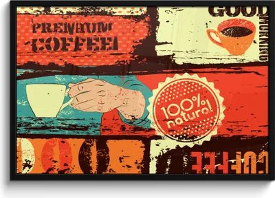 Produktbild von MuchoWow® MuchoWow® Gerahmtes Poster Kaffee - Vintage - Collage 90x60 cm - Poster mit zchwarzem Bilderrahmen - Fotorahmen - Foto-Plakat