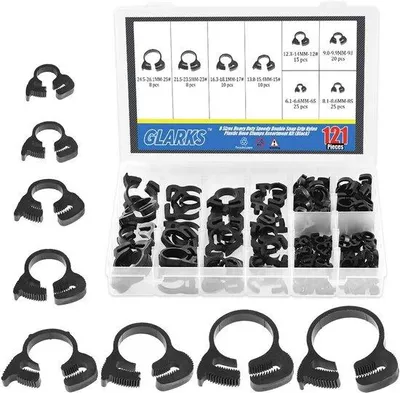 Produktbild von Famanu Schlauchklemmen Set 121 Stück - 8 Größen, schwarz