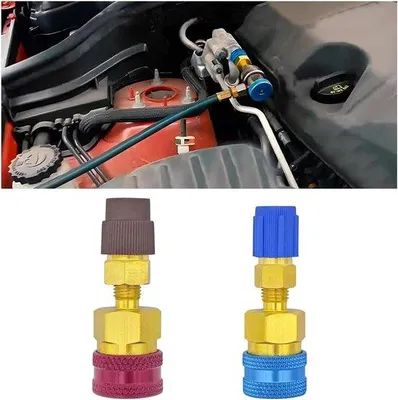 Immagine prodotto di 2 adattatori per auto per impianti di climatizzazione - Raccordo rapido da R1234YF a R134A - Adattatore inferiore