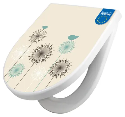 Produktbild von WC Sitz mit Absenkautomatik D Form Motiv Kugelfontänen [TDW3 10751]