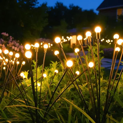 Solar-Lichterkette mit 4 LED-Leuchten, IP65, warmweiß, für Garten