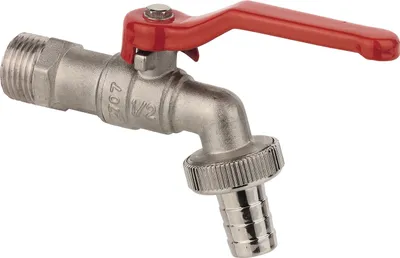 Obrázek produktu pro Kirchhoffův výtokový kohout s vnějším závitem 3/4" s výtokem, vodovodní kohout s hadicovou přípojkou, kulový výtokový kohout poniklovaný