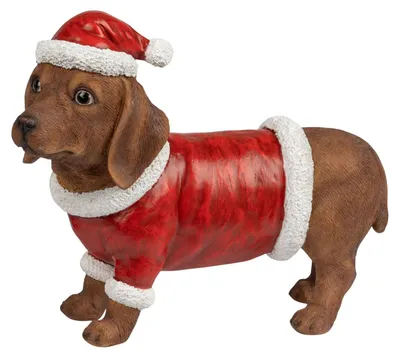 Produktbild von Formano Weihnachts-Dackel Dekofigur mit Mütze & Schal 40 x 19 cm