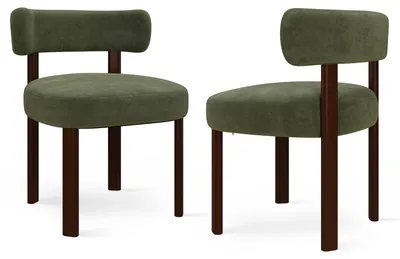 Image de Lot 2 chaises latérales en bois, chaises de cuisine vintage style ferme avec dossier ouvert incurvé- Vert