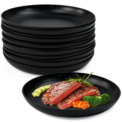 Image de Lot de 12 assiettes plates réutilisables de 22,5 x 3 cm, idéales pour les fêtes