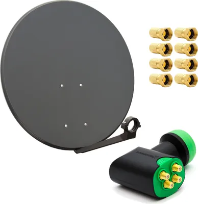 Produktbild von PremiumX SAT Anlage 80cm Antenne GreenDiamond Quad LNB 8x F-Stecker