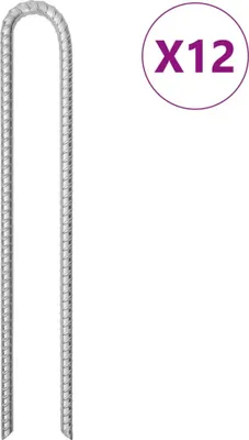 Zdjęcie produktu dla Śledzie do namiotu, 12 szt., kształt U, 41,5 cm, Ø12 mm, stal