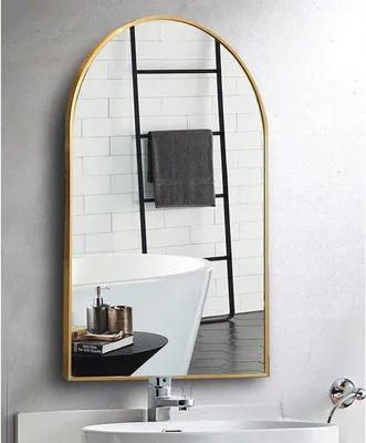 Image de Miroir mural incurvé - Grossissement de l'image - 40x60 cm - Doré - Design