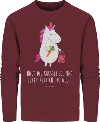 Produktbild von Mr. & Mrs. Panda Nachhaltiger Pullover Einhorn Gemüse Größe M - Burgundy - Geschenk, Baumwoll, Unicorn, Biomarkt, Pulli, Wochenmarkt, Bio, Einhörner, Sweatshirt, Sweater