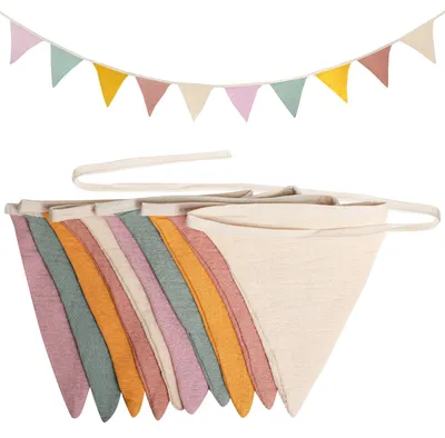 Wimpelkette aus Stoff, 2,6 m, 10 Wimpel, für Kinderzimmer
