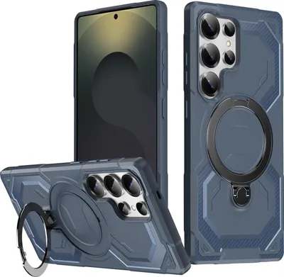 Obrázek produktu pro Pouzdro MagSafe pro Samsung Galaxy S25 Ultra - Zadní kryt s kroužkem Phonesta IronLock - Modré