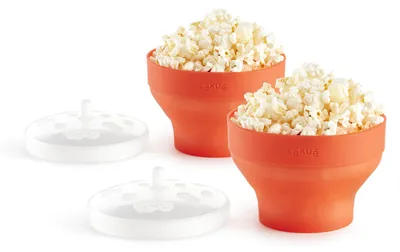 Mikrowellen-Popcornmaker Set 2er-Pack Silikon 0,7 l Rot