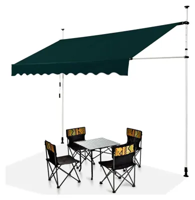 Produktbild von Klemmmarkise 300 cm breit, Balkonmarkise ohne Bohren, UV-beständig, höhenverstellbar, wasserabweisend, Markise mit Handkurbel, Sonnenschutz für Balkon, Grün