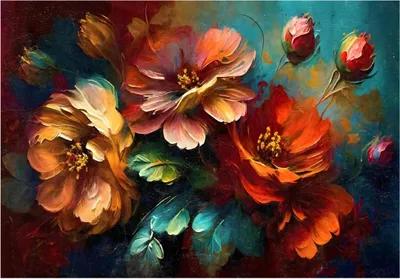 Produktbild von Vlies Fototapete Blumen Aquarell 3D Effekt (368x254 cm - inkl. Kleister) Wohnzimmer Schlafzimmer Modern Vliestapete Tapete Wandtapete