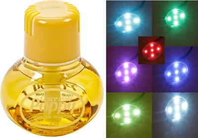Produktbild von Original Poppy Lufterfrischer mit LED-Beleuchtung, 5 Volt USB-Stecker, 5 LEDs 7 Farben Farbwechsel, Duft Gardenie Inhalt 150 ml, für LKW, PKW, Boot, Wohnmobil