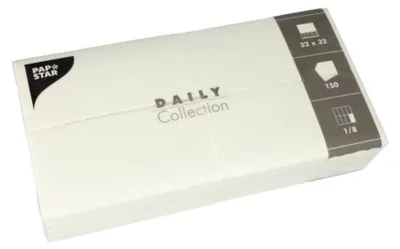 Produktbild von Servietten "DAILY Collection" 1/8-Falz 32 cm x 32 cm weiss