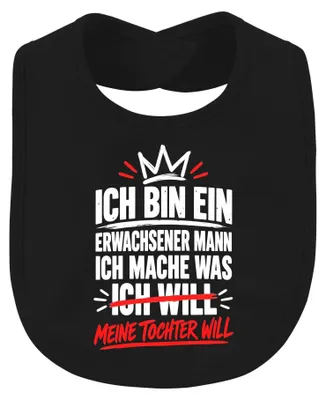 Produktbild von Erwachsener Mann Meine Tochter Will Lustig Vater Papa Vatertag Baby Lätzchen, Schwarz, Einheitsgröße