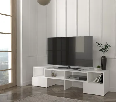 Obrázok produktu pre DUOS rovný/rohový TV stolík, biely
