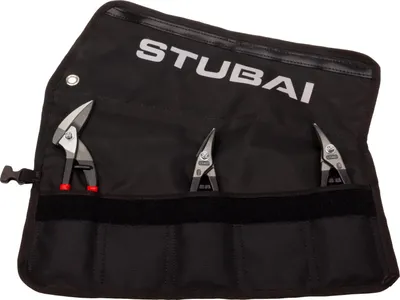 Produktbild von STUBAI Mini-Zangen-Set | 3-teilig in Rolltasche | PVC-isoliert | Mini Durchlaufschere, rechte & linke Blechschere | Kompaktes Profi-Spenglerwerkzeug, griffbereit für präzise Arbeiten & Reparaturen