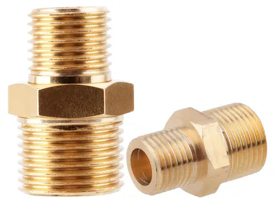 2x Messing-Sechskantnippel 3/8" auf 1/4" NPT Adapter