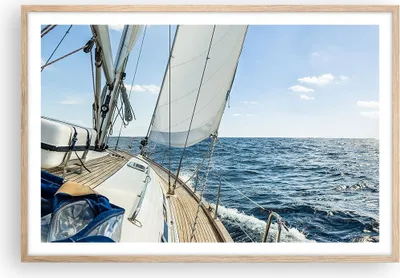 Produktbild von Gerahmtes Poster - Rahmen in heller Eiche - Meer Kreuzfahrt Segel - 91,5x61 cm - Wand Bild - Wanddeko - Wandbilder - Wandposter - Bilderrahmen - Bilder - Kunstdruck - Wandbild - P2NAA91x61-3647