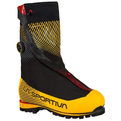 Bergschuh "G2 Evo" von La Sportiva in Schwarz; Gelb und Rot mit innovativem Design und Schnellschnürsystem.