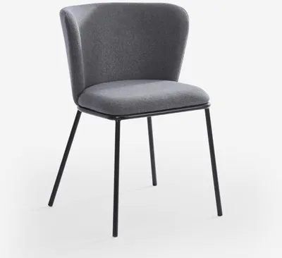 Produktbild von Stuhl für das Esszimmer in modernem Design aus Stoff mit schwarzen Beinen Lasta - Dunkel Grau