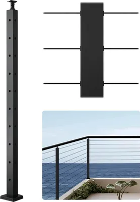Obrázek produktu pro VEVOR sloupek kabelového zábradlí, rohový sloupek zábradlí 91,4x3x5 cm, s předvrtanými otvory ve tvaru L, sloupek zábradlí z nerezové oceli SUS304 se zahnutou konzolou, sada 1 ks, černá, 1JZLGZXHS914IVCFL001V0