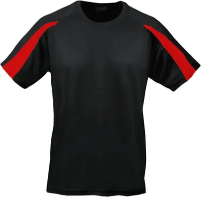 Produktbild von Just Cool JC003 | Contrast Cool Sport T-Shirt + WRAP  - Farbe: Jet Black/Fire Red - Größe: S