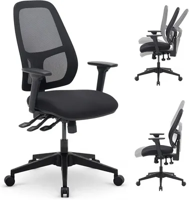 Imagen del producto de Silla de oficina ergonómica, con capacidad para 150 kg, profundidad de asiento y respaldo ajustables