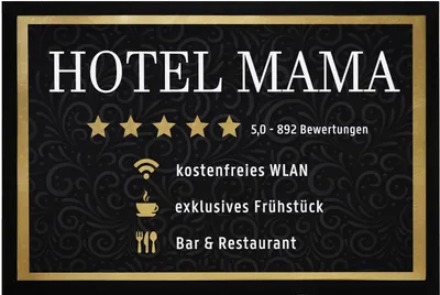 Produktbild von Fußmatte Hotel Mama lustiger Fußabstreifer mit Motiv Geschenk für Mama MoonWorks schwarz 60x40cm