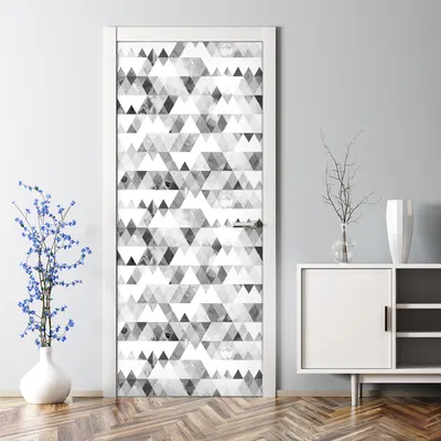 Produktbild von Dekorative Türaufkleber selbstklebend Klebefolie Türtapete Türfolie Graue Dreiecke 85 x 200 cm