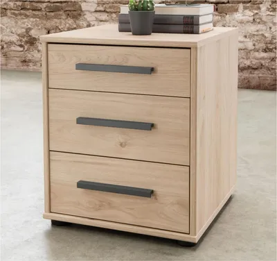 Produktbild von WIEMANN Nachttisch Brüssel 3 Schubladen Steineiche Nachbildung 40 cm