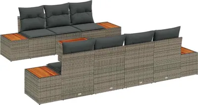 Produktbild von vidaXL Gartensofa-set 8 stk. Grau Poly Rattan