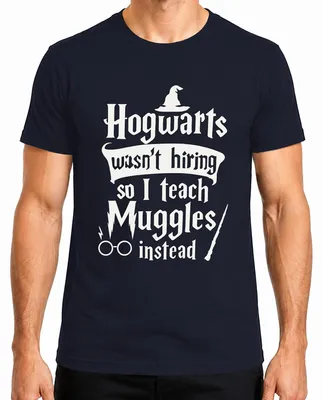 Immagine prodotto di Hogwarts non assumeva insegnanti maghi babbani per il costume di Halloween, Maglietta da uomo, Navy, L