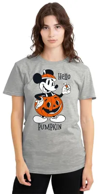 Produktbild von Disney Mickey Mouse Hello Pumpkin Damen T-Shirt, Athletisches Heather-Grau, XL