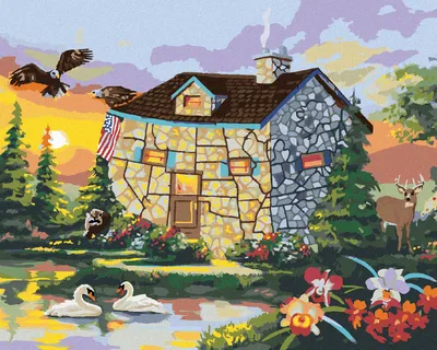 Produktbild von Zuty - Malen nach Zahlen - ATYPISCHES HAUS AM SEE (D. RUSTY RUST), 40x50 cm, mit Keilrahmen (bereits gespannt)
