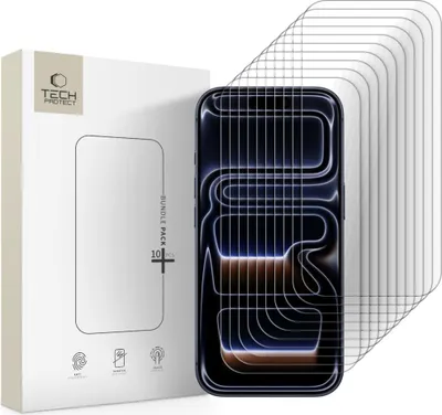 Image de Lot de 10 vitres en verre trempé Tech-Protect pour iPhone 16 Pro / 17 / 17 Pro (transparentes)