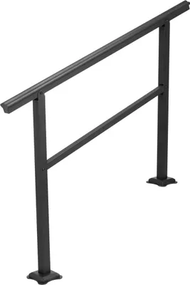 Produktbild von Handlauf Geländer Außentreppe 48 x 35,5 Zoll Handlauf für Außentreppen Geländer einstellbar von 0 bis 45 Grad Handlauf für Querstegtreppen Außenbereich Aluminium Schwarzes Treppengeländer