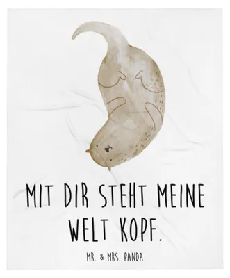 Produktbild von Mr. & Mrs. Panda Kuscheldecke Otter Kopfüber - Weiß - Geschenk, Winterdecke, Verliebt, Bettdecke, Seeotter, Tagesdecke, Verknallt, Decke, Bettüberwurf, Niedlich, Liebe